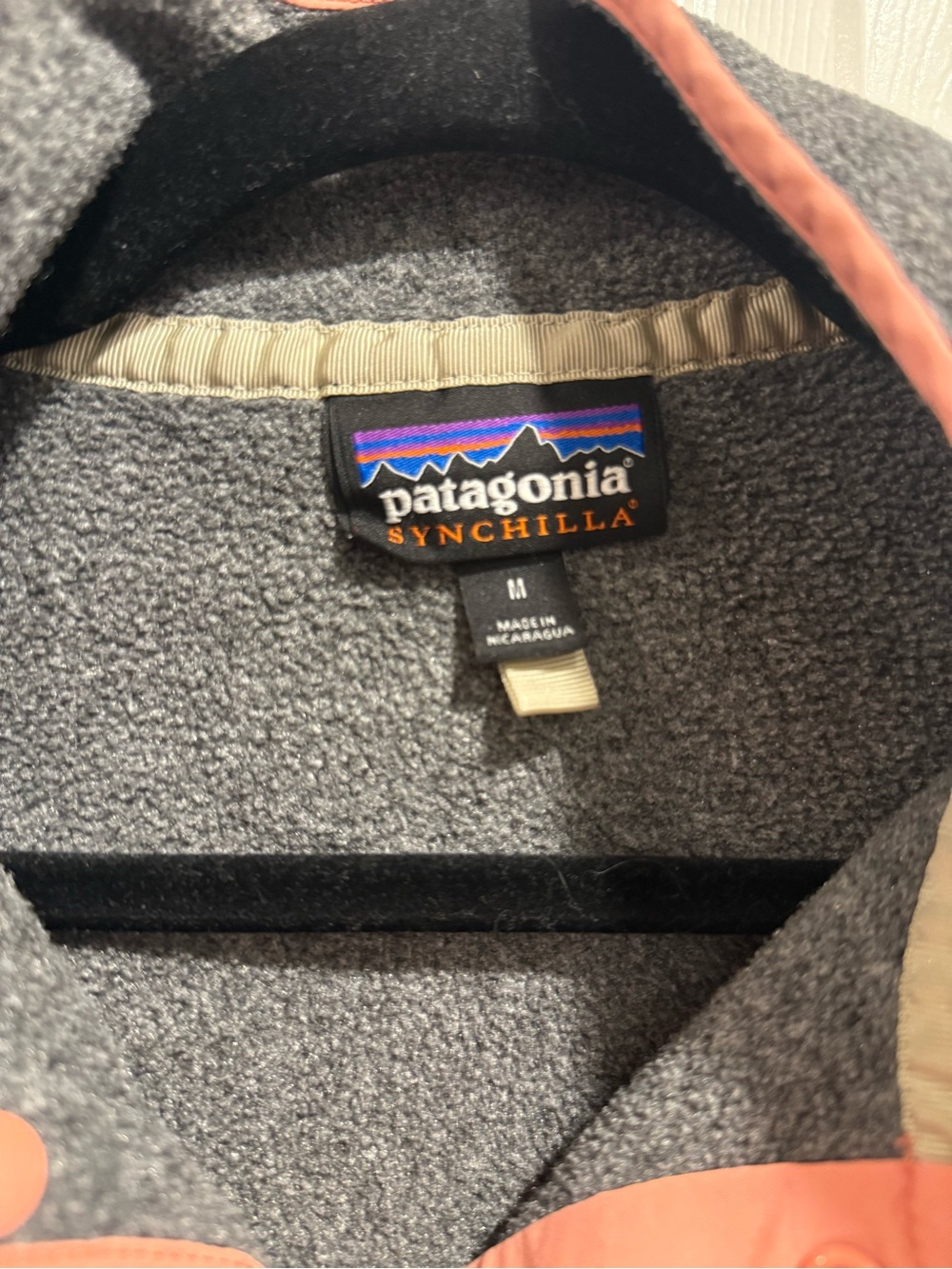 Patagonia Lightweight Synchilla Snap-T Fleece Pullover Grey Peach Pink Medium - Picture 3 of 4